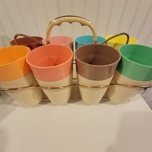 Vintage Raffiaware Thermo Temp Tumblers Set of 8 with Carrier